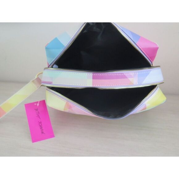 Betsey Johnson CBJ-1084 Women's Multi Color Block Weekender Cosmetic Case $68 - Picture 8 of 8